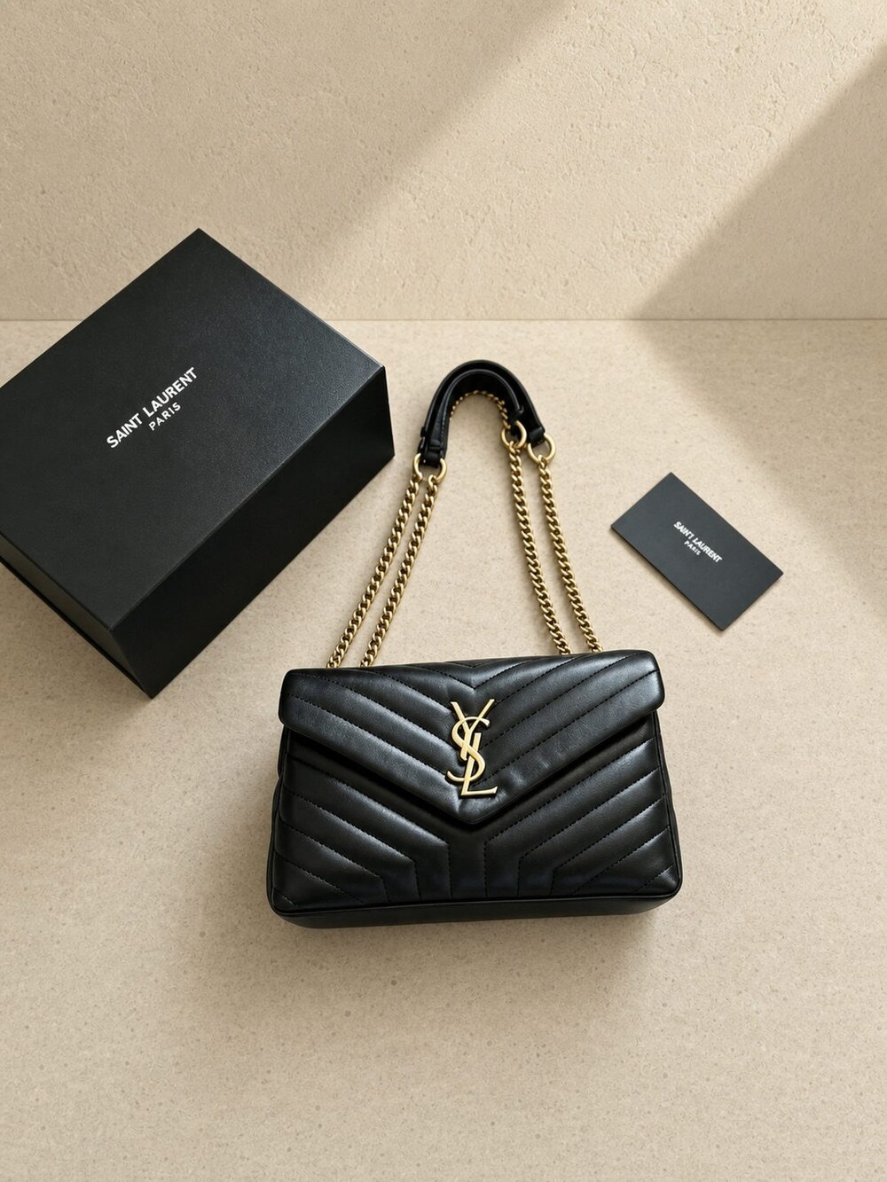 Yves Saint Laurent Loulou Medium Black Quilted Shoulder Bag